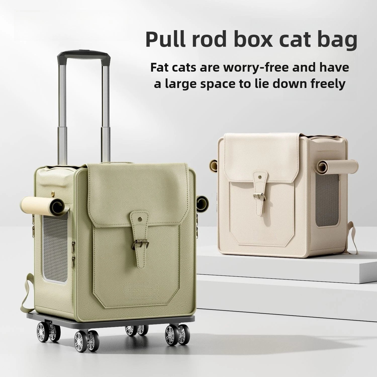 Large Capacity Cat Backpack Carrier – Lightweight Rolling Pet Trolley for Travel