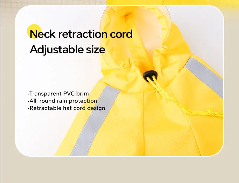 Large Dog Raincoat – Waterproof Reflective Hooded Yellow Jacket