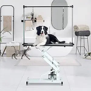 49.6” Adjustable Dog Grooming Table – Professional Pet Trimming Table with Arm & Noose