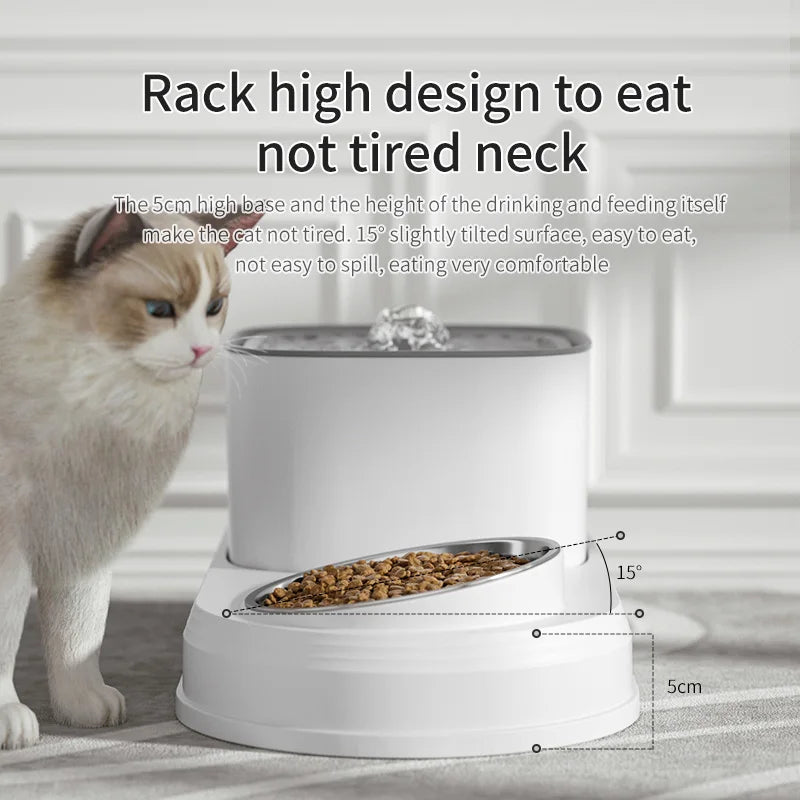 2-in-1 Cat Water Fountain & Feeding Bowl – 3L Automatic Recirculating Pet Dispenser