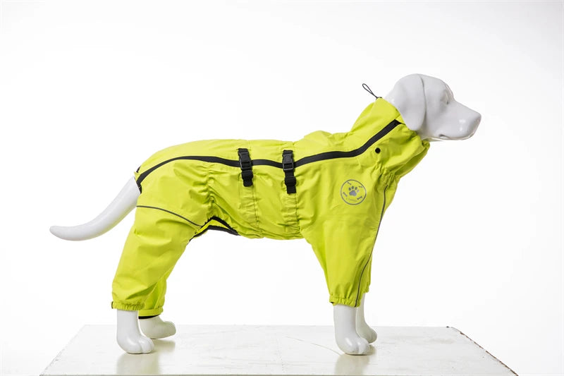 Waterproof Reflective Dog Raincoat – Red All-Weather Jacket for Large Dogs