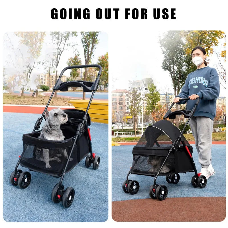 Lightweight Foldable Pet Stroller – Compact Baby-Style Stroller for Small Dogs, Cats & Puppies | Ideal for Outdoor Travel