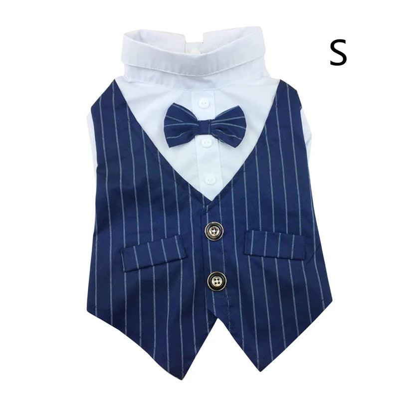 Dog Formal Shirt with Bow Tie – Stylish Tuxedo Suit for Small Dogs & Cats (Wedding & Party Outfit)