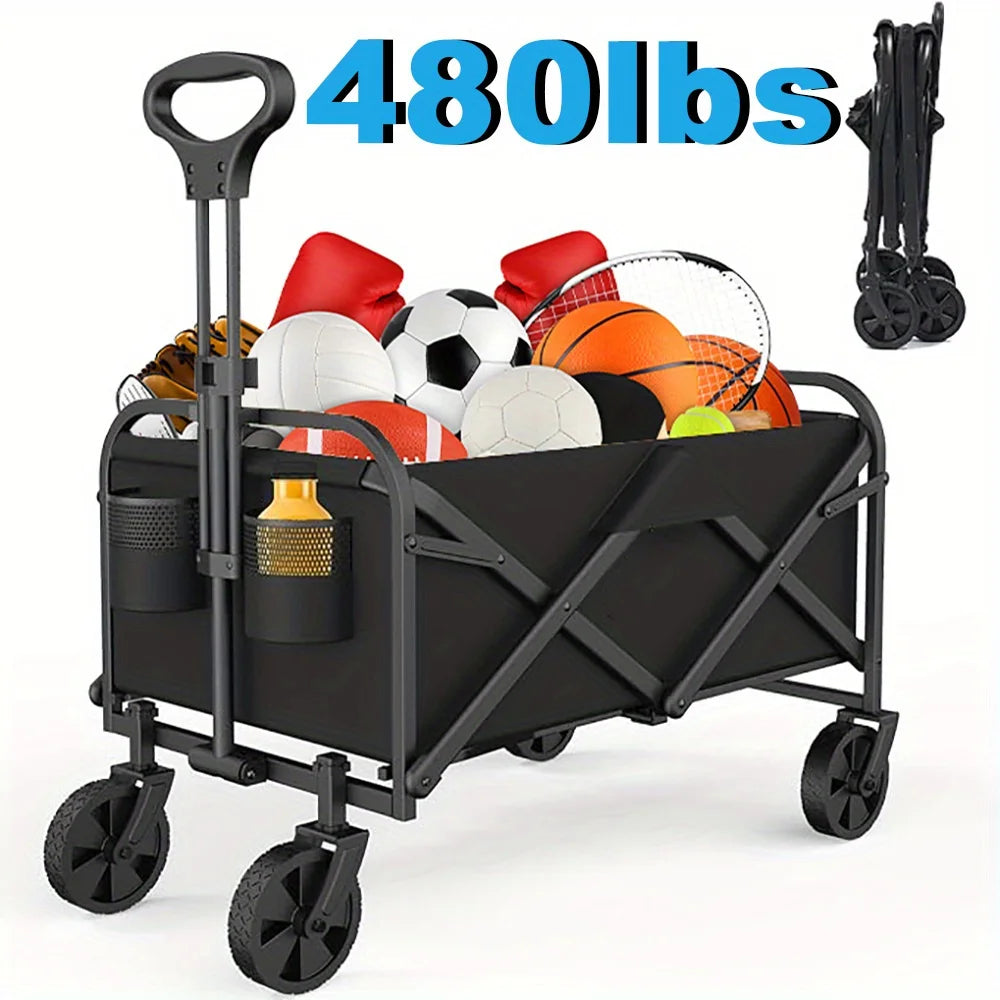 Collapsible Folding Beach Wagon – Large Capacity Utility Cart with All-Terrain Wheels