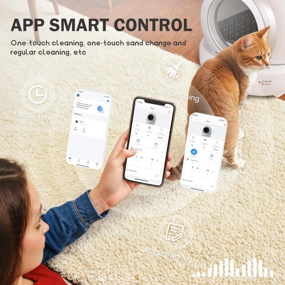 Self-Cleaning Cat Litter Box – Automatic Litter Box with App Control & Safety Features for Multiple Cats