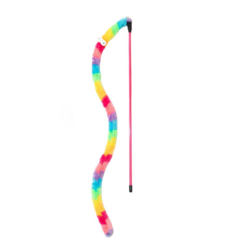 Caterpillar Cat Teaser Wand – Colorful Feather Toy for Interactive Play