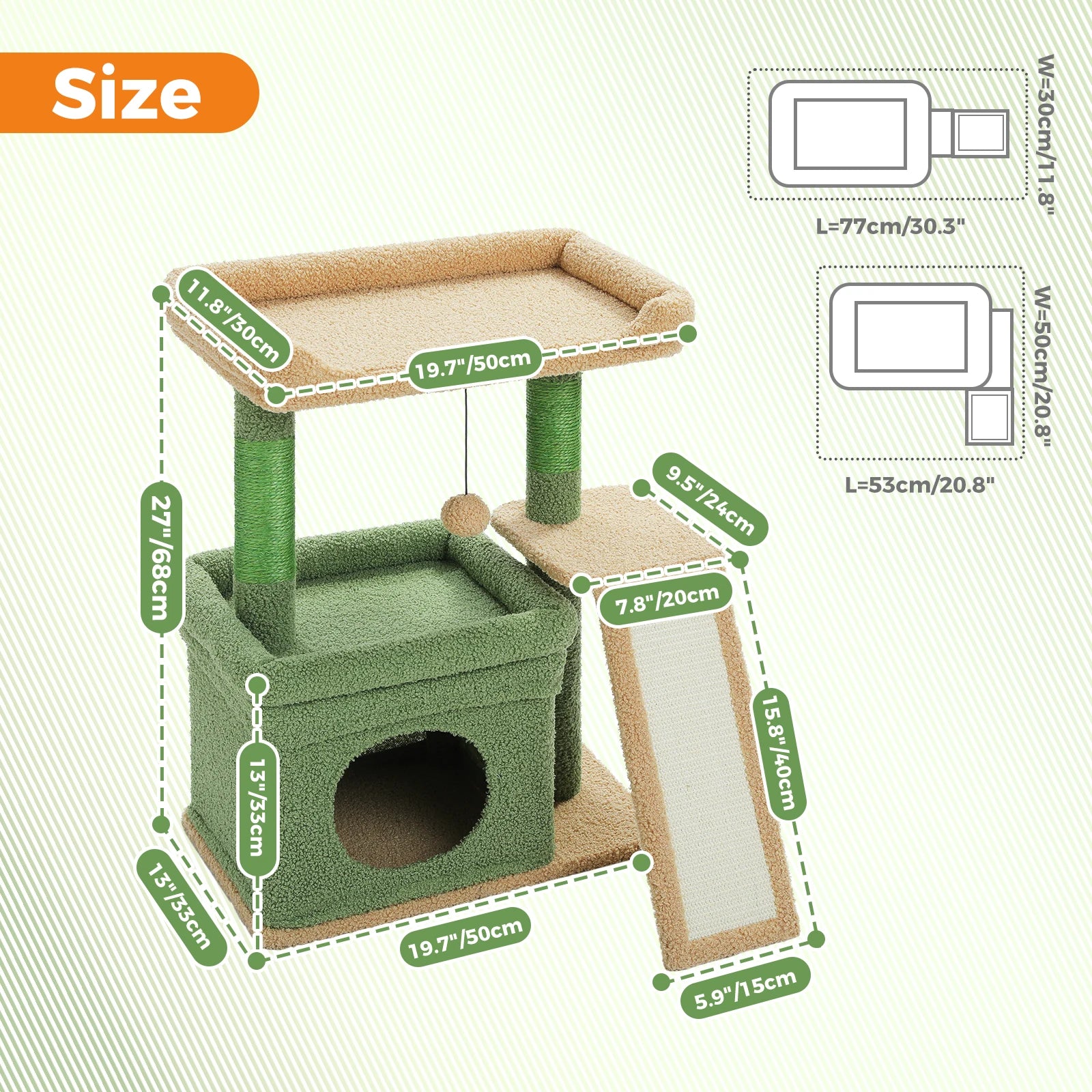 Small Cat Tree – Indoor Cat Tower with Condo, Sisal Scratcher & Toys