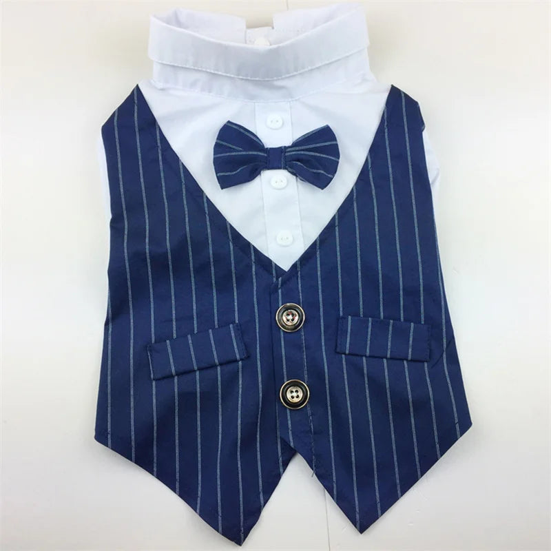 Dog Formal Shirt with Bow Tie – Stylish Tuxedo Suit for Small Dogs & Cats (Wedding & Party Outfit)