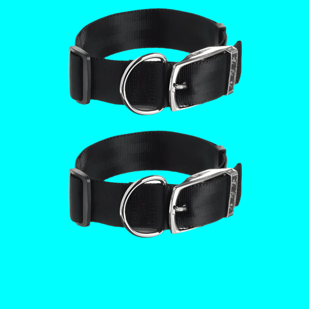 2-Pack Extra Large Dog Collars – Adjustable Solid Polyester with Metal Buckle & D-Ring for Leash Attachment