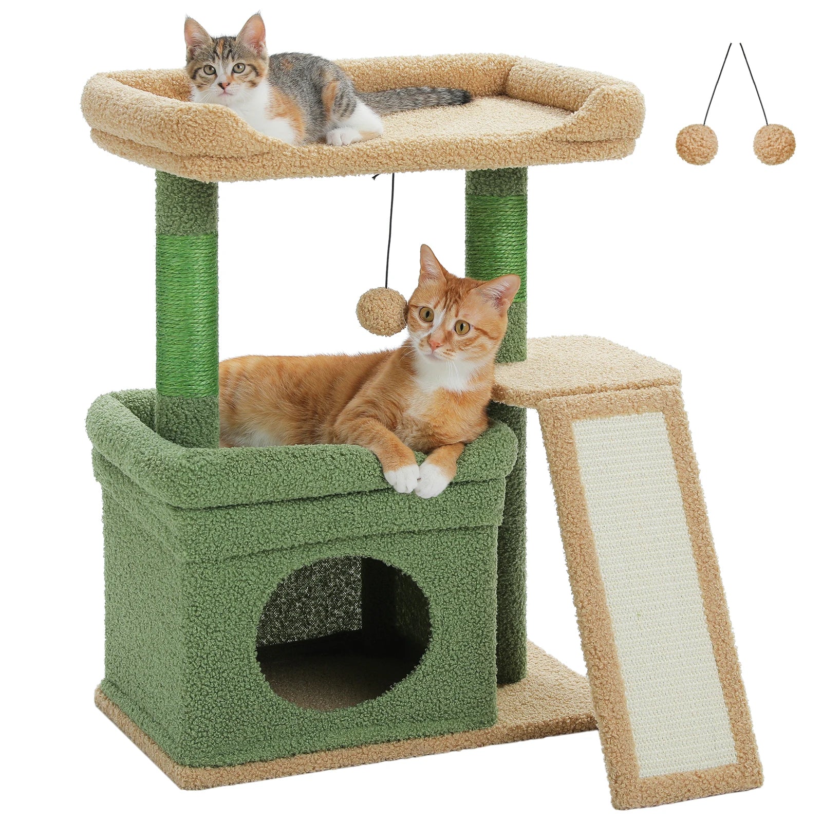 Small Cat Tree – Indoor Cat Tower with Condo, Sisal Scratcher & Toys