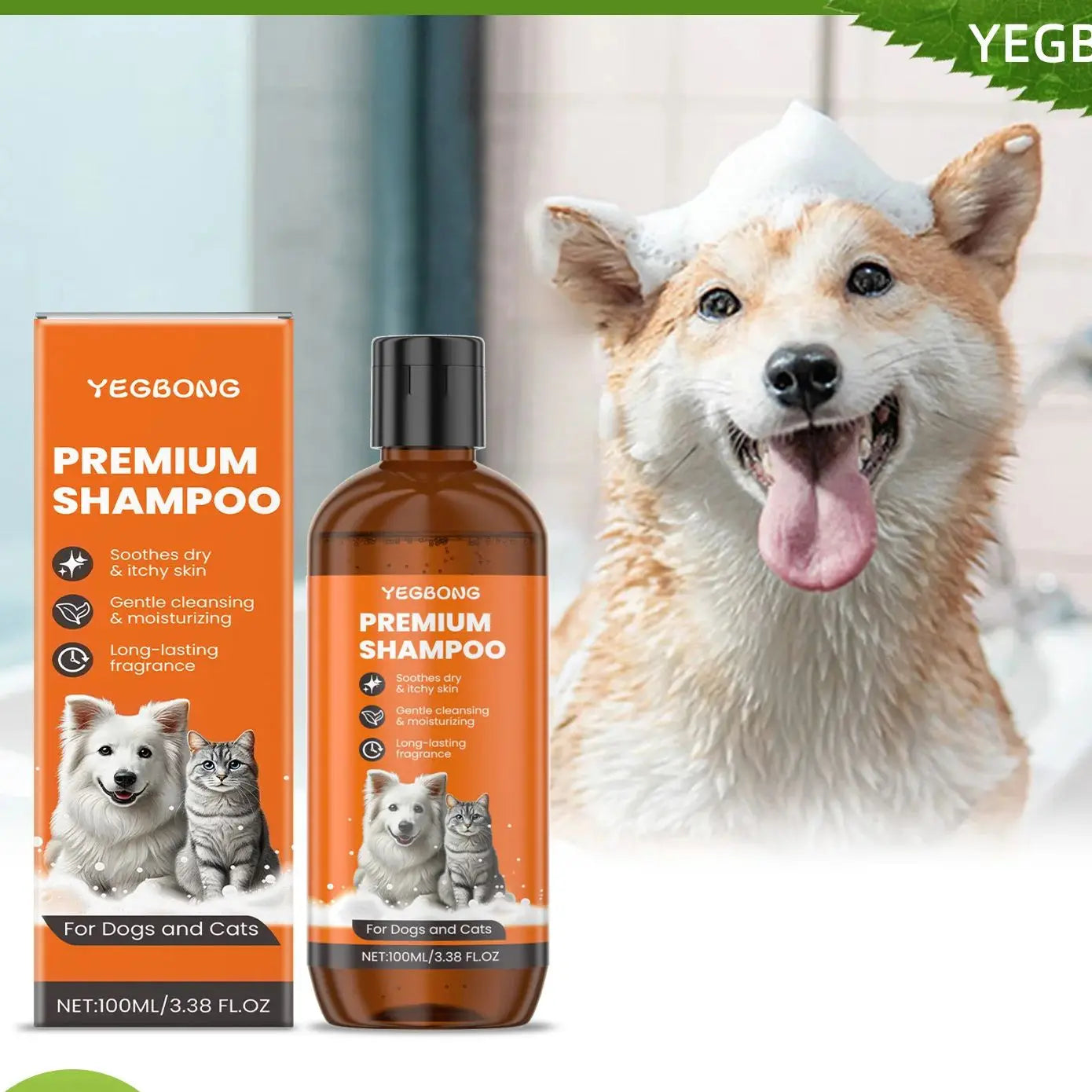 Natural Pet Shampoo for Dogs & Cats – Odor Control & Flea Repellent with Coconut Oil Formula