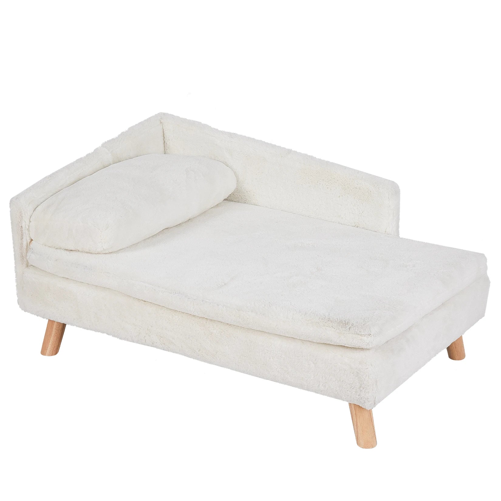 Nordic Elevated Pet Bed – Wooden Leg Pet Sofa with Waterproof Cozy Pad