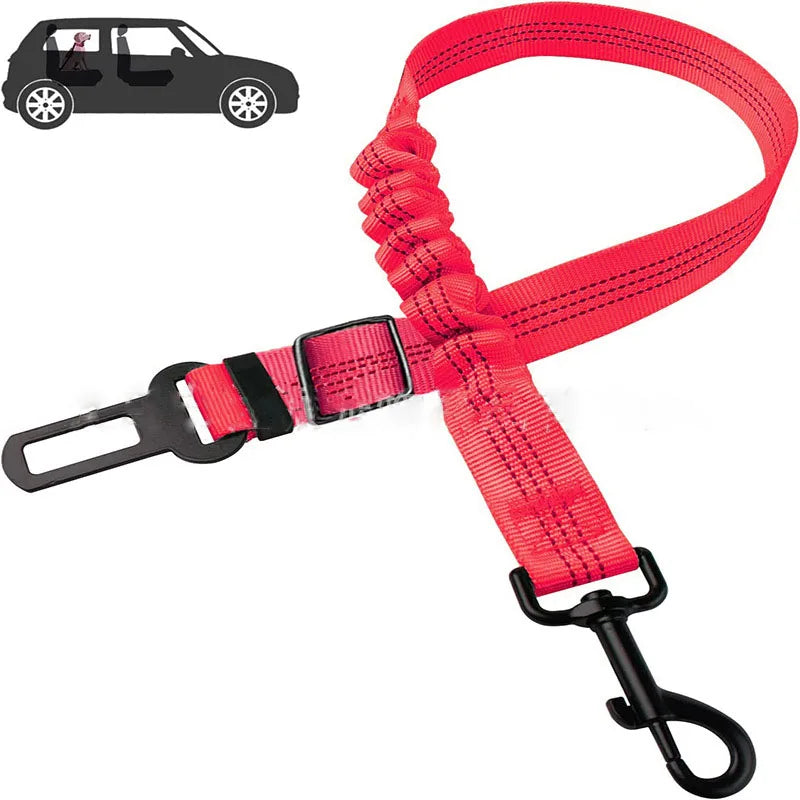 Advanced Dog Car Seat Belt – Adjustable Nylon Safety Buckle & Leash for All Dog Sizes