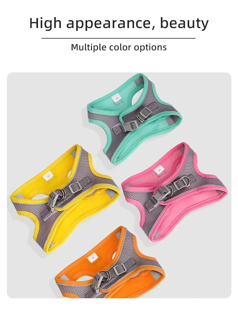 Small Dog Harness & Leash Set – Adjustable Soft Vest for Puppies, Cats & Toy Breeds (No-Choke, Outdoor Walking)