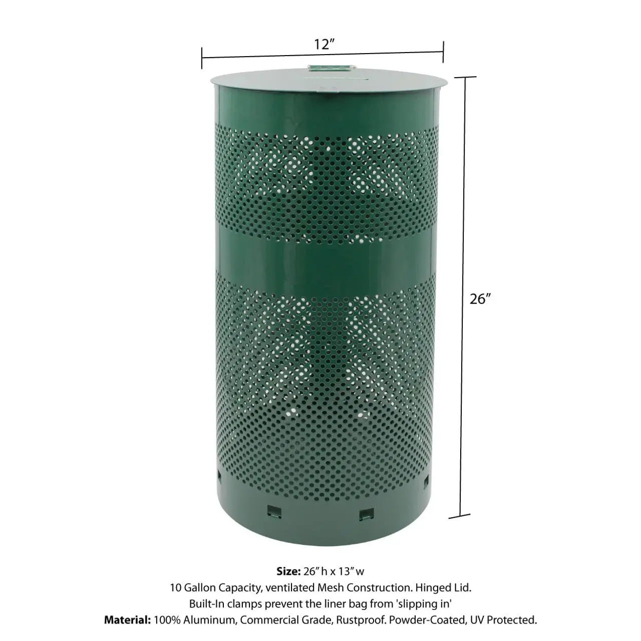 Round 10-Gallon Outdoor Dog Waste Station Replacement Can – Rust-Free, Powder-Coated Commercial Aluminum