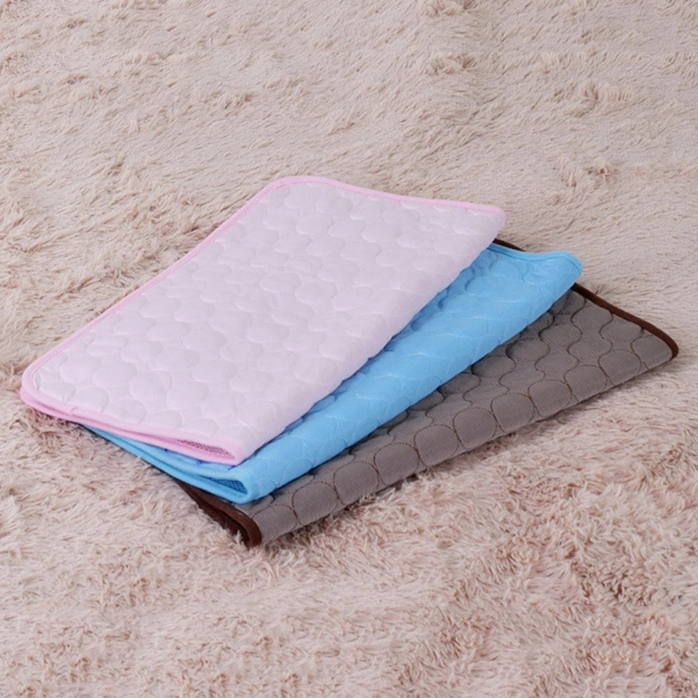 Cool Ice Silk Pet Cooling Mat – Moisture-Proof Summer Sleeping Pad for Dogs, Cats & Small Animals (5 Sizes Available)
