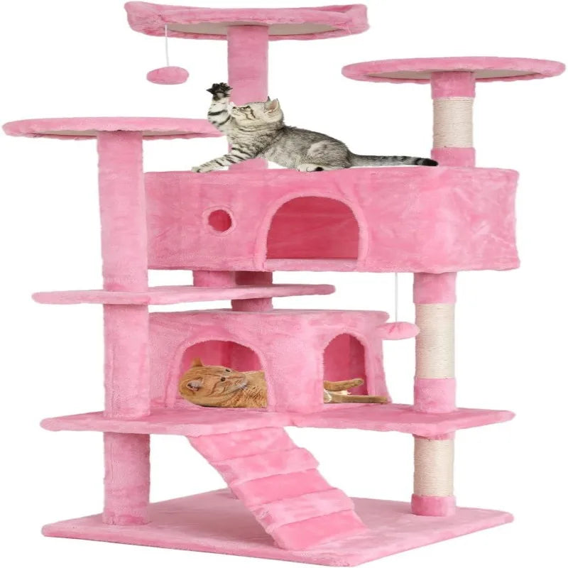 54" Cat Tree – Multi-Level Climbing Tower with Scratching Posts, Cat Condo, and Perch for Indoor Cats and Kittens