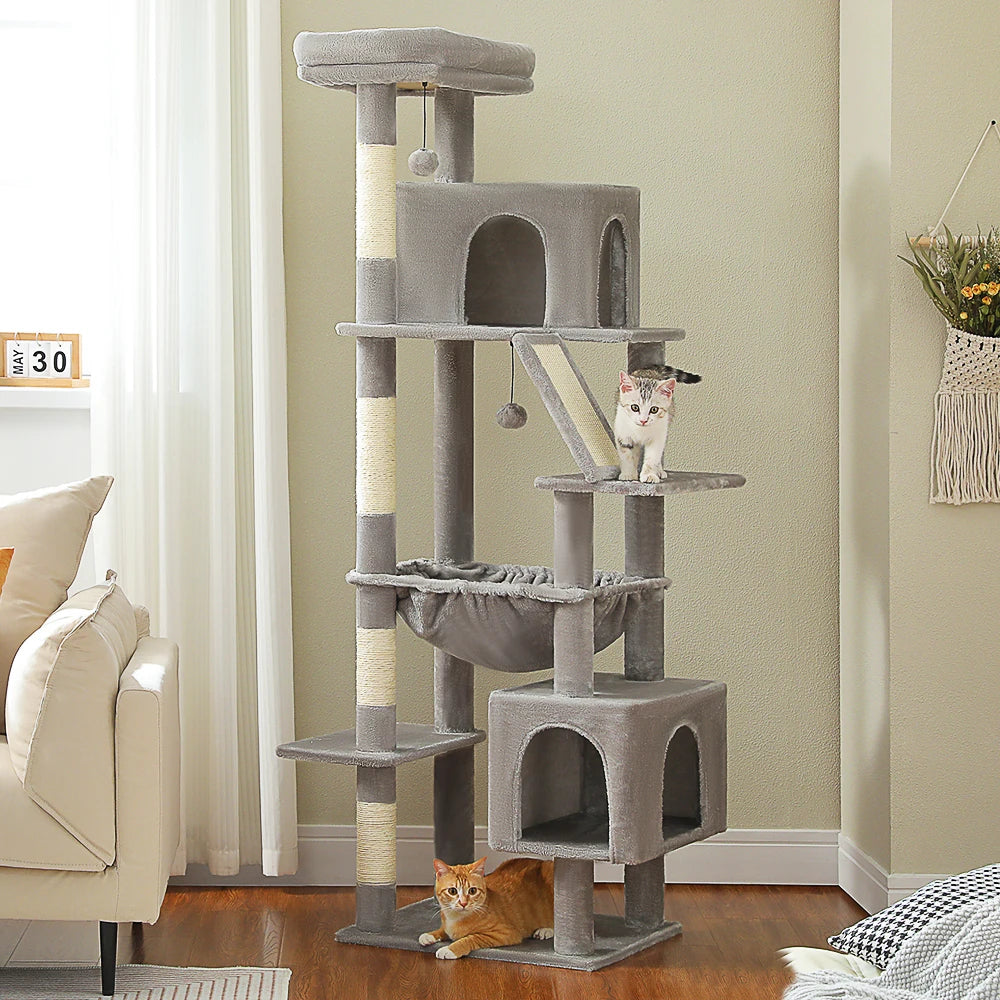 180cm Large Cat Tree Tower – Multi-Level Cat Condo with Hammock, Spacious Perch & Sisal Scratching Posts