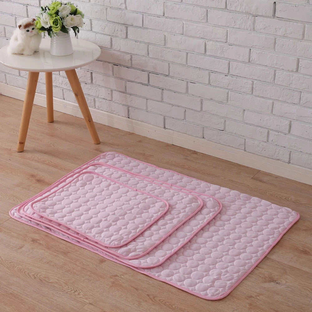 Cool Ice Silk Pet Cooling Mat – Moisture-Proof Summer Sleeping Pad for Dogs, Cats & Small Animals (5 Sizes Available)