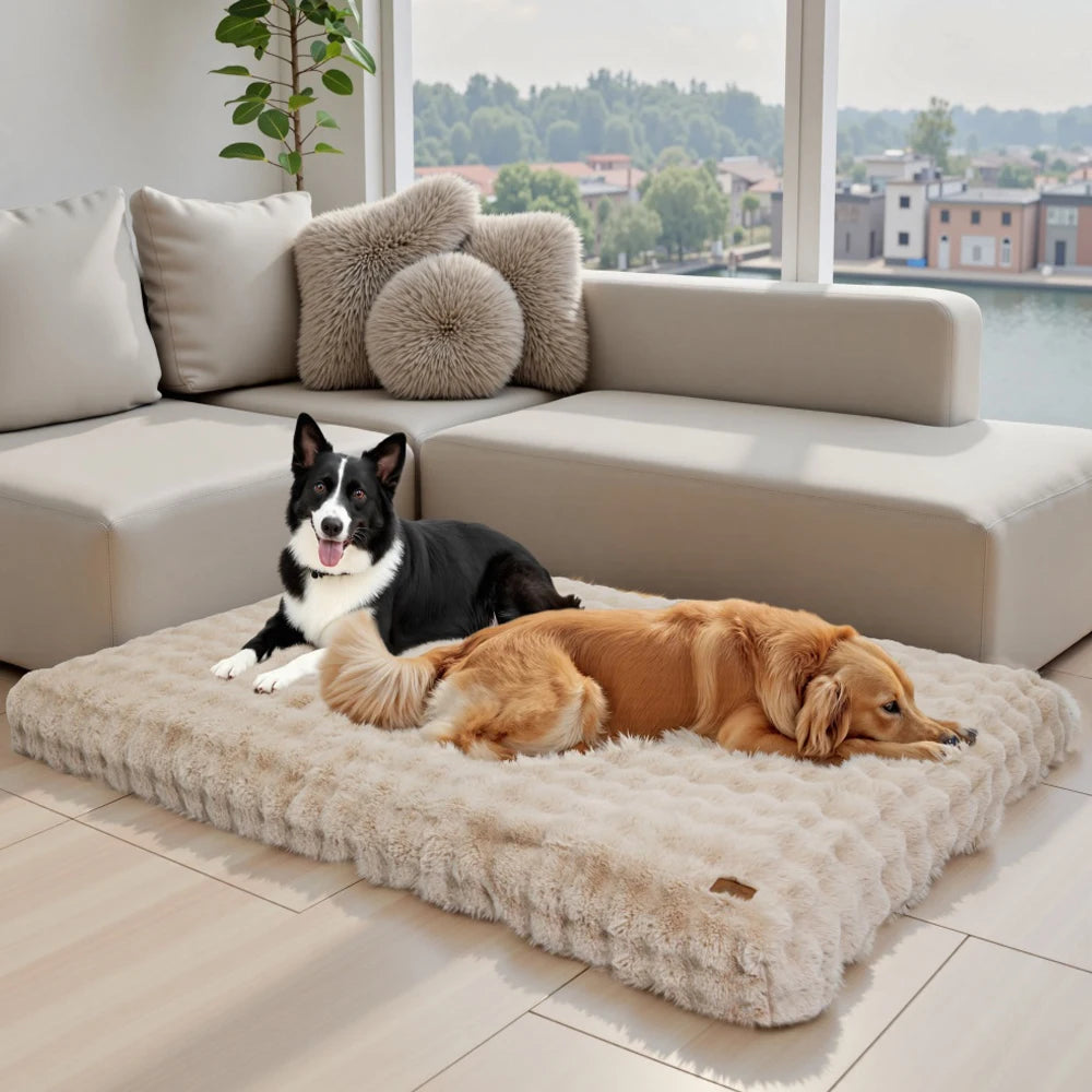 Ultra Plush Dog Bed – Soft Washable Pet Cushion Mattress for Large Dogs & Puppies