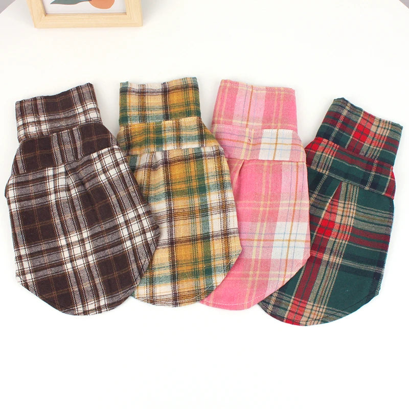 British Plaid Summer Dog Shirt – Lightweight Vest for Small Dogs