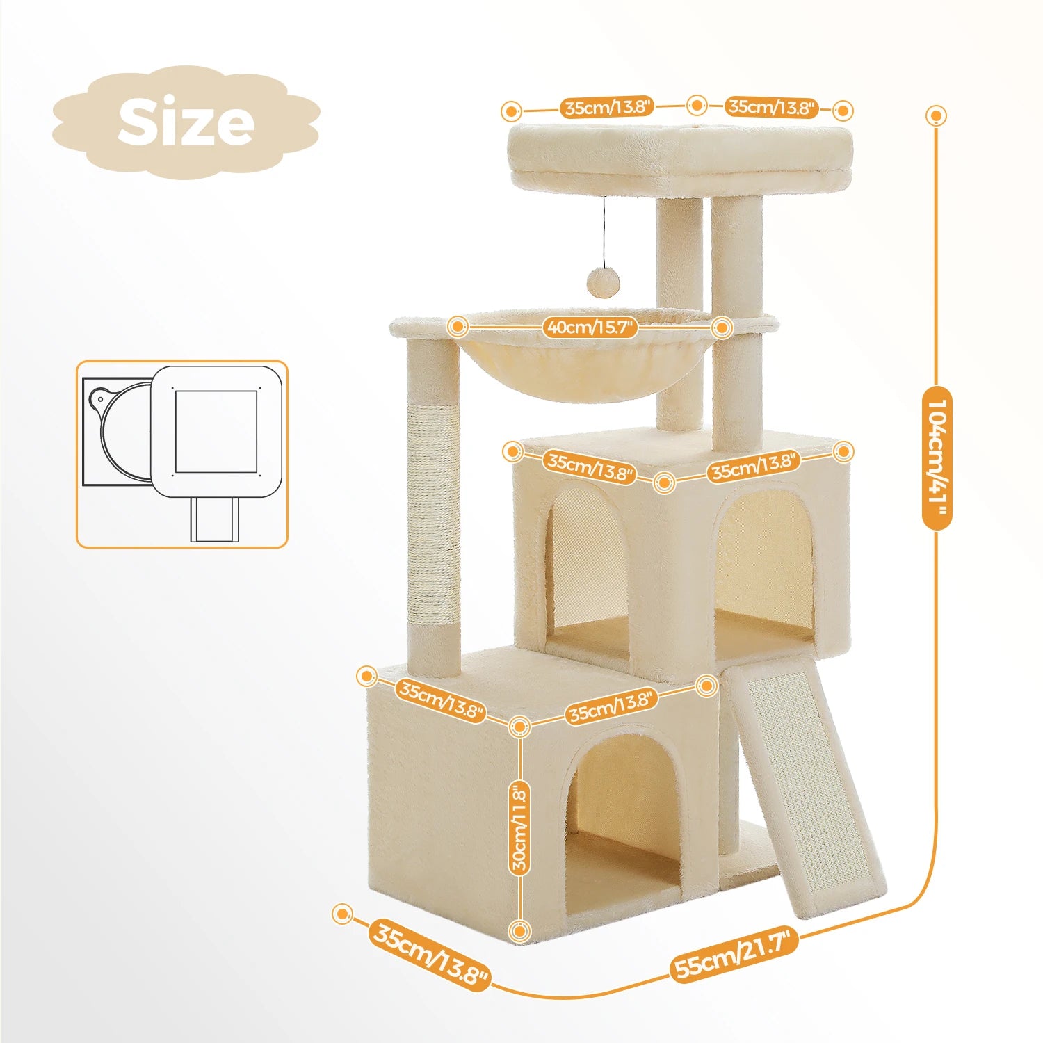 Luxury Cat Tree – Multi-Level Tower with Condos, Hammock & Scratching Posts
