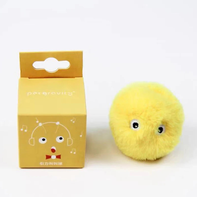 Interactive Plush Cat Toy Ball – Electric Catnip Squeak Toy for Kitten Training & Play