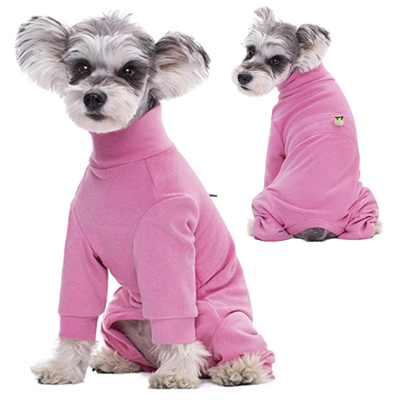 Winter Dog Pajamas – Soft Velvet Warm Jumpsuit for Small Dogs with High Neck