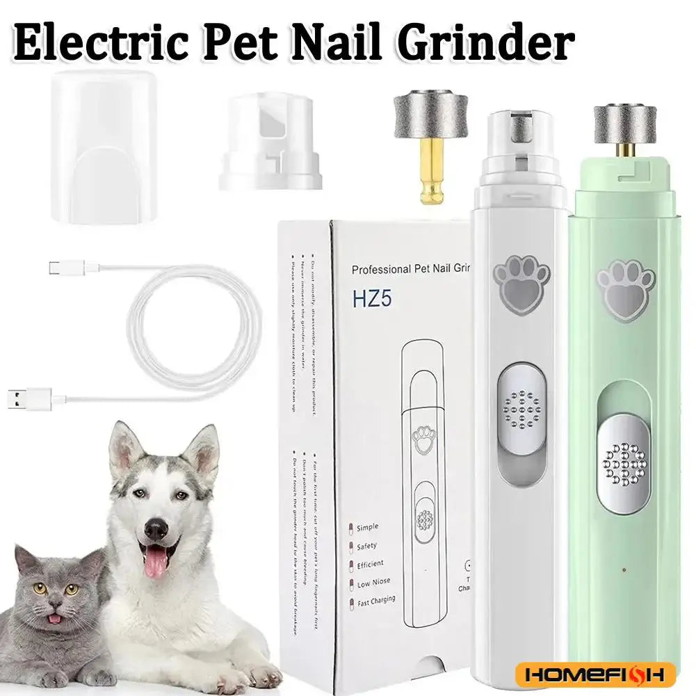 Electric Dog Nail Grinder – USB Rechargeable Pet Nail Clipper & Trimmer with Polisher Wheel for Dogs & Cats
