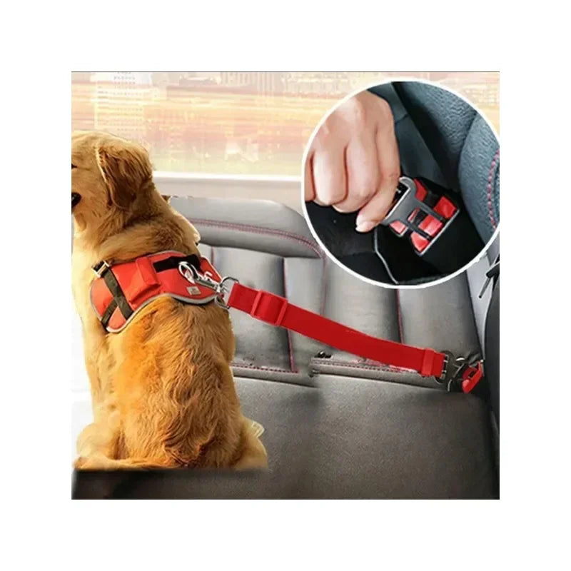 Adjustable Pet Car Safety Seat Belt – Dog Traction Rope for Vehicle Travel