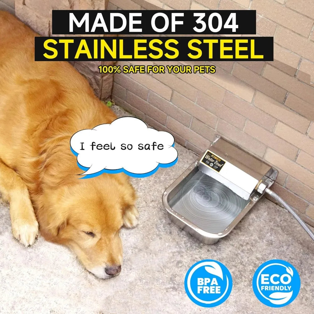 Automatic Water Dispenser for Dogs – 3L / 101 oz 304 Stainless Steel Pet Feeder | Auto-Fill Waterer for Pets & Livestock
