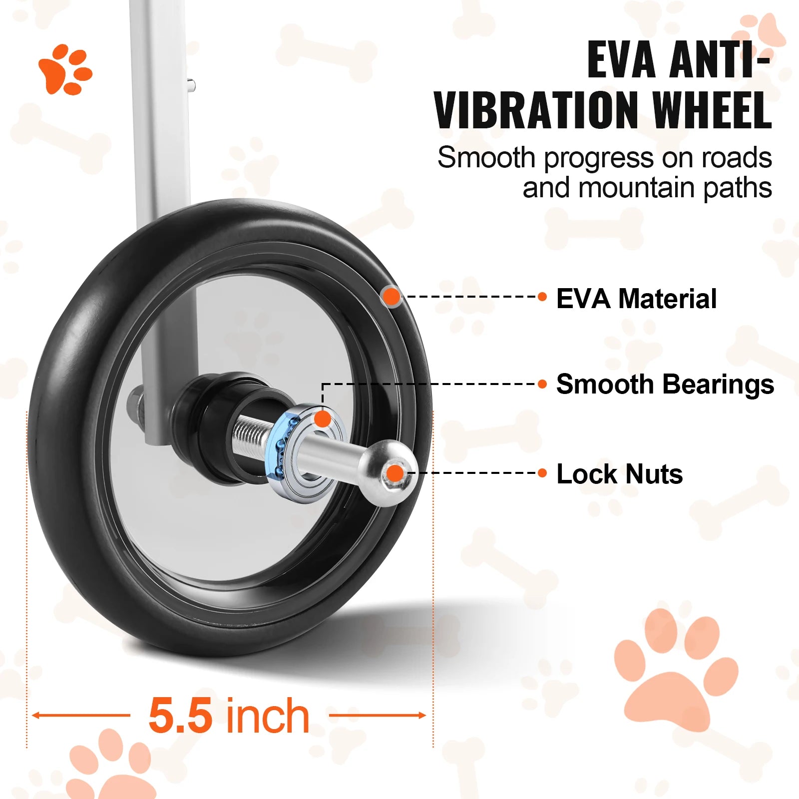 VEVOR 2-Wheel Dog Wheelchair for Back Legs – Adjustable Pet Mobility Cart for Injured, Disabled, or Paralyzed Dogs