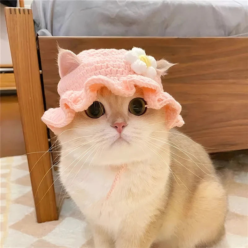 Handmade Knitted Pet Hat – Cute Party Cap for Cats, Kittens & Small Dogs