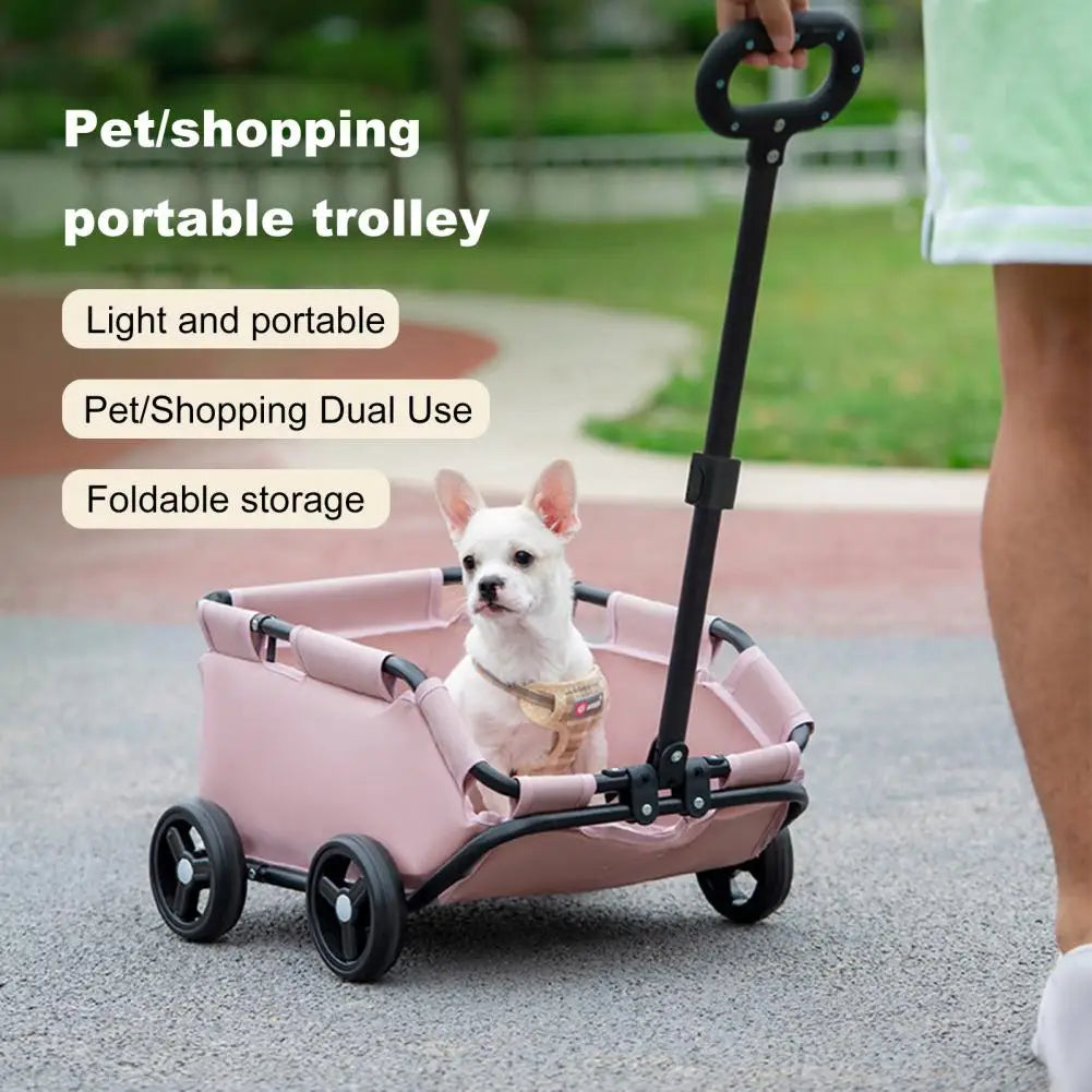 Safe Hair-Free Pet Carrier Stroller – 4-Wheel Folding Cart for Small Dogs & Cats