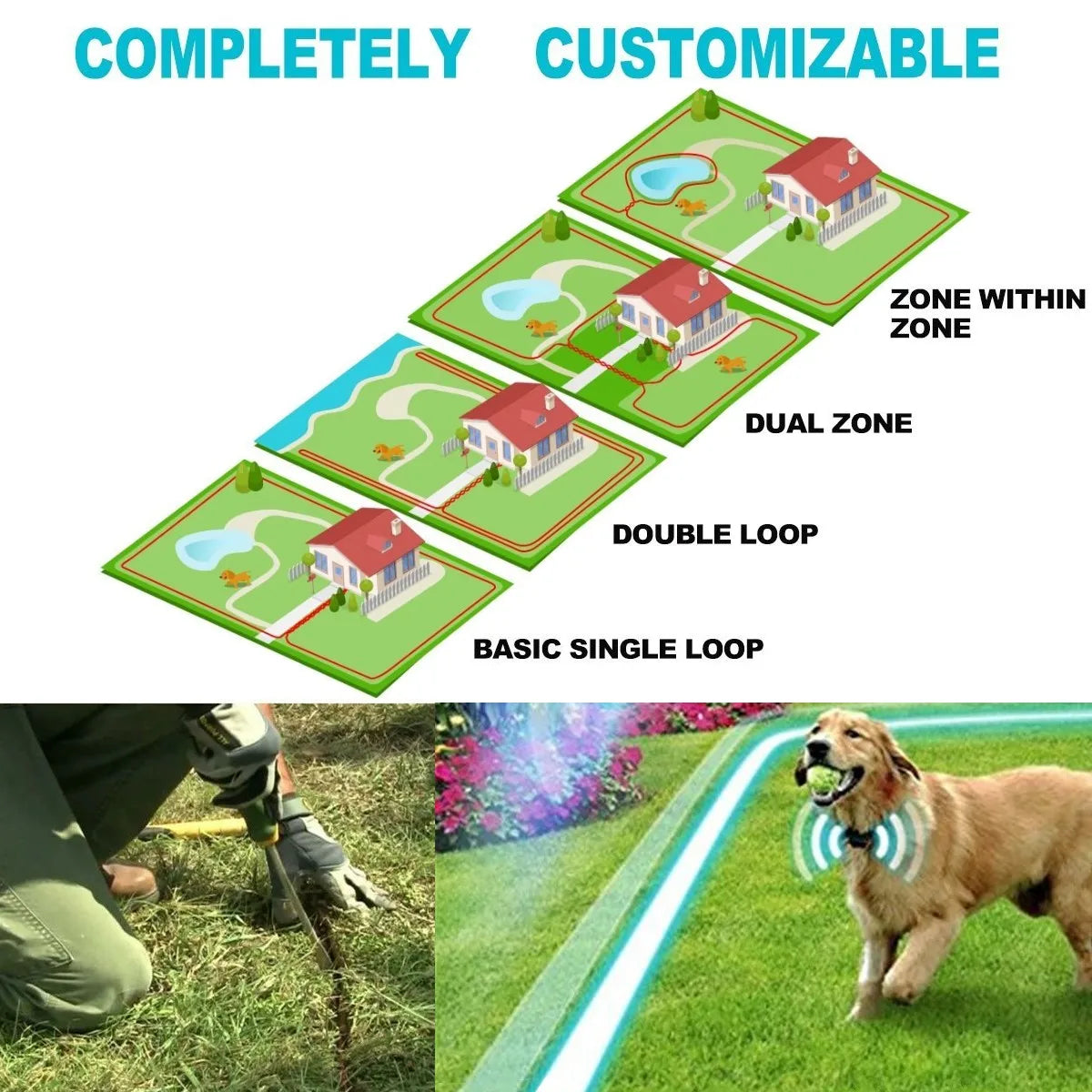 TP16 Electric Dog Fence System – Rechargeable Waterproof Pet Containment & Training Collar (6 Levels)