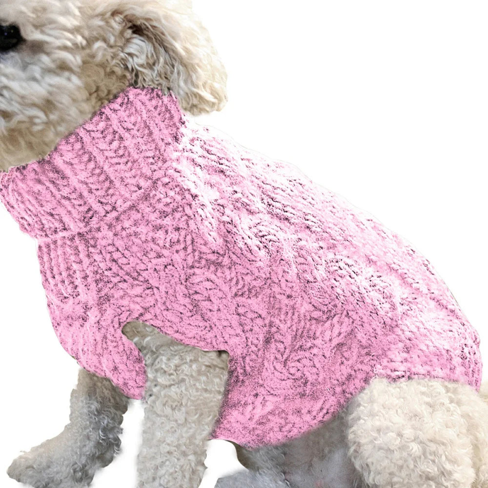 Shortened Title  Knitted Dog Sweater – Autumn/Winter Solid Twist Pattern Warm Pet Clothing