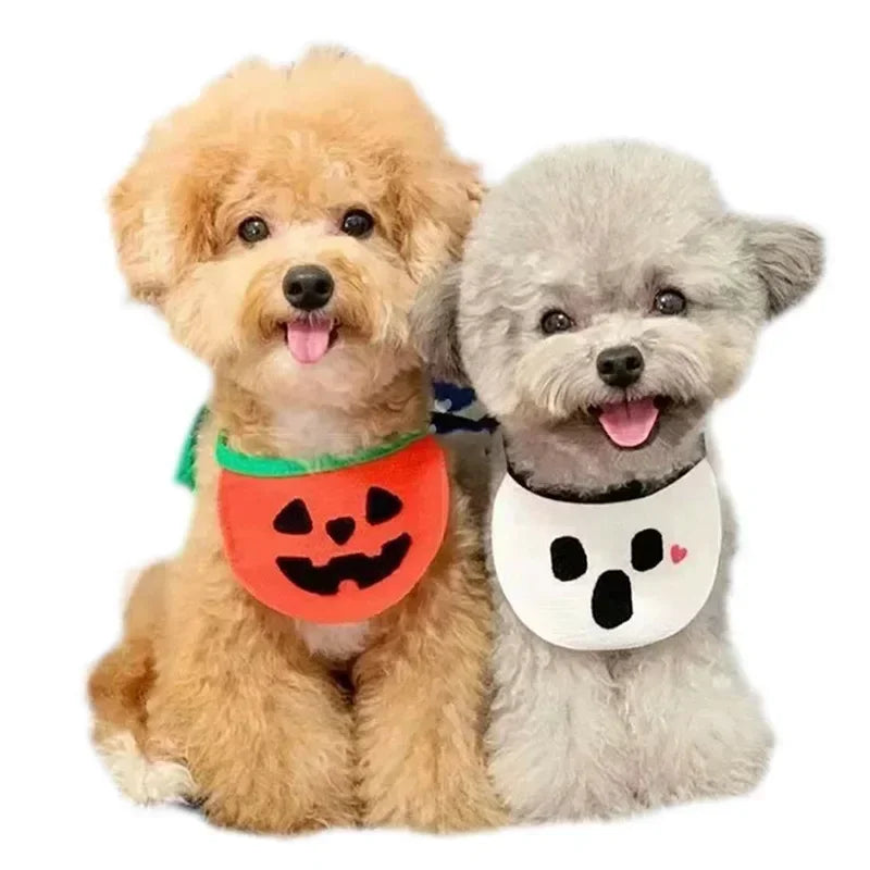 Halloween Dog & Cat Lace Bib – Pumpkin & Ghost Festival Pet Costume Accessory