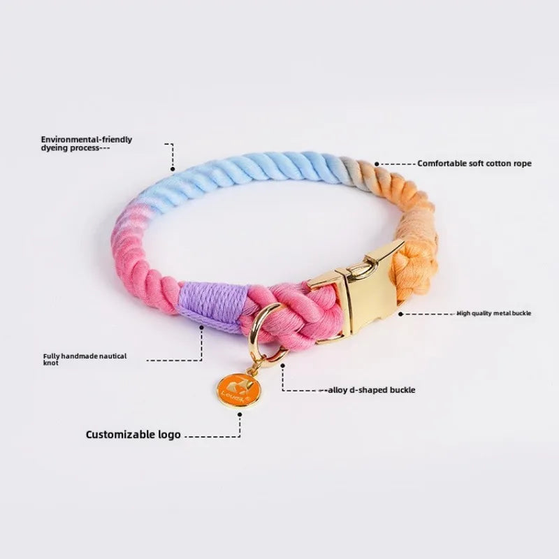 Hand-Woven Cotton Rope Dog Collar & Leash Set – Medium & Large Dogs