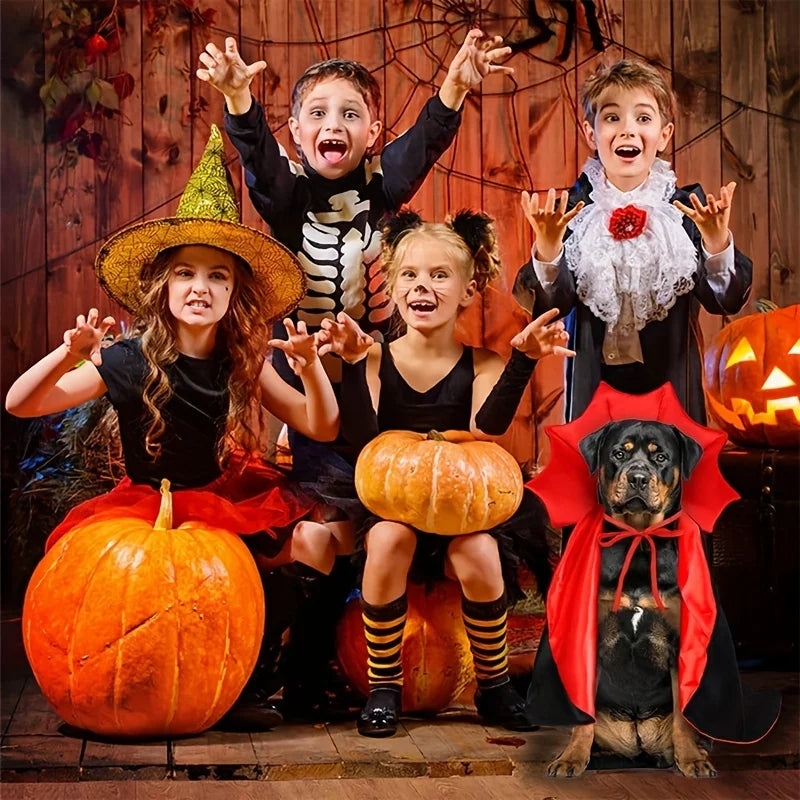 Halloween Vampire Cape – Adjustable Pet Costume for Dogs & Cats