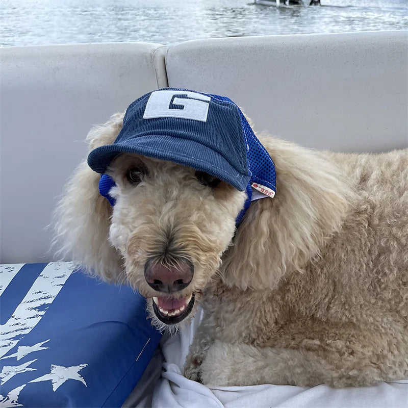 Dog Baseball Cap – Adjustable Outdoor Sunscreen Hat with Ear Holes for Small, Medium & Large Dogs