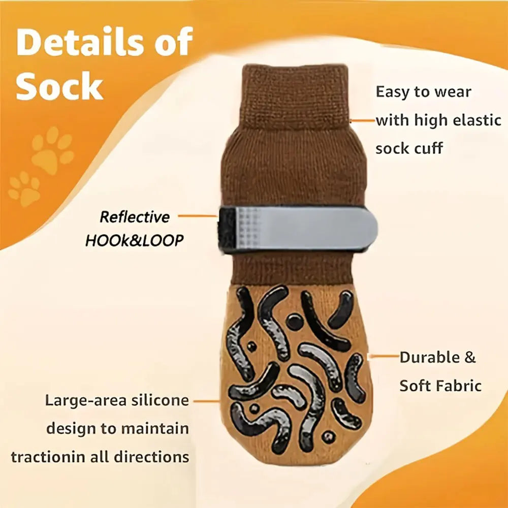 4-Pack Non-Slip Dog Socks – Anti-Scratch Paw Protection with Double-Sided Grip