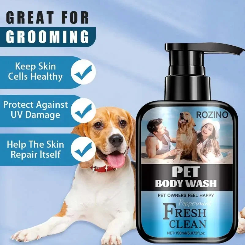 Cat & Dog Shower Gel Shampoo – 150ml Cleaning & Deodorizing Formula | Itch Relief, Mite Removal, Long-Lasting Fragrance