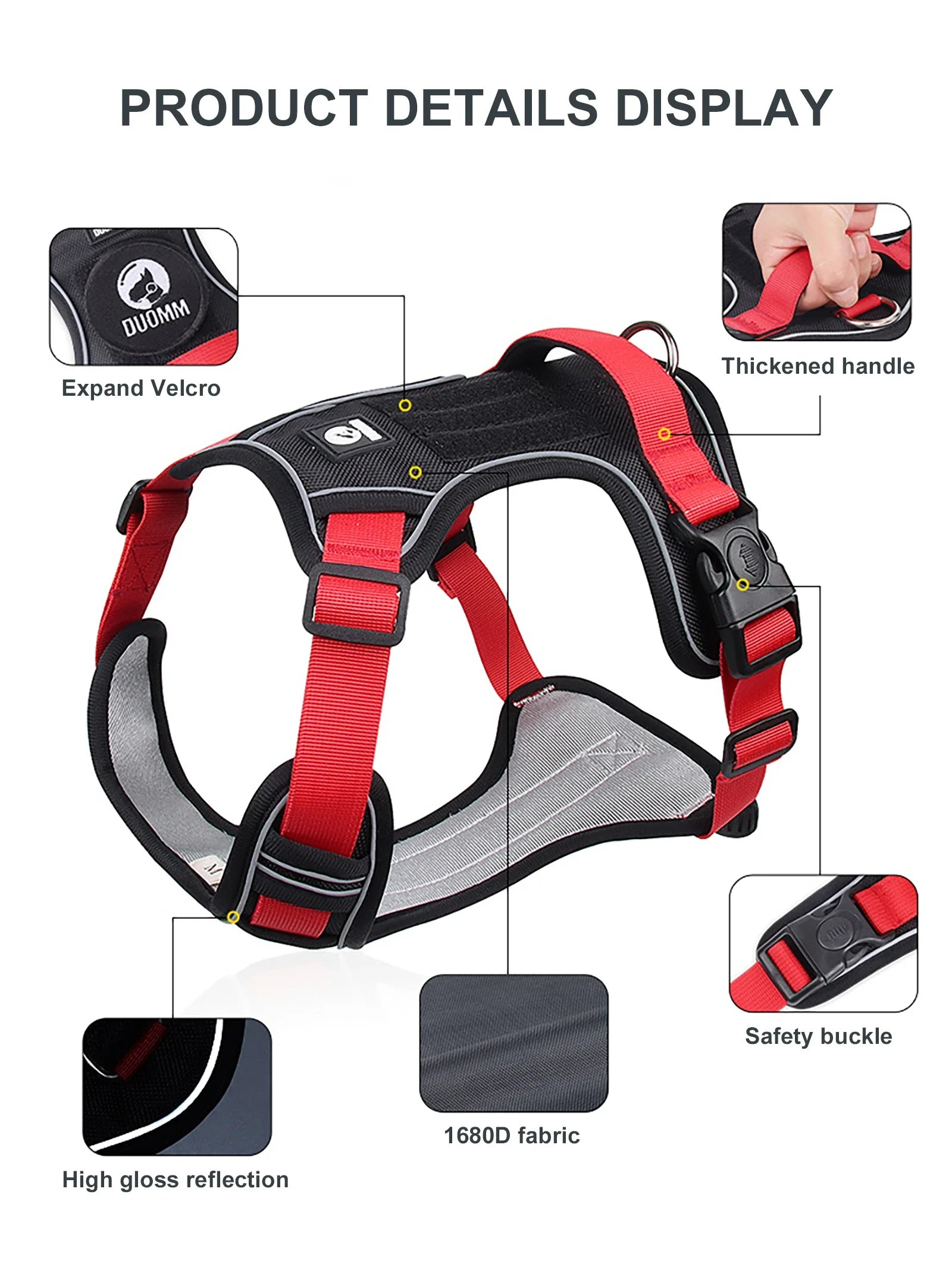 Tactical Dog Harness – Reflective Waterproof Vest for Medium & Large Dogs (1680D Oxford Fabric)