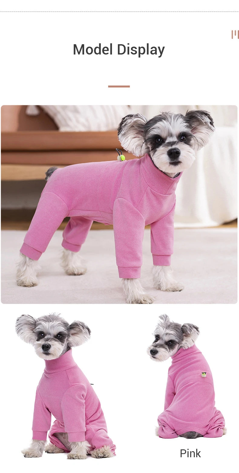 Winter Dog Pajamas – Soft Velvet Warm Jumpsuit for Small Dogs with High Neck