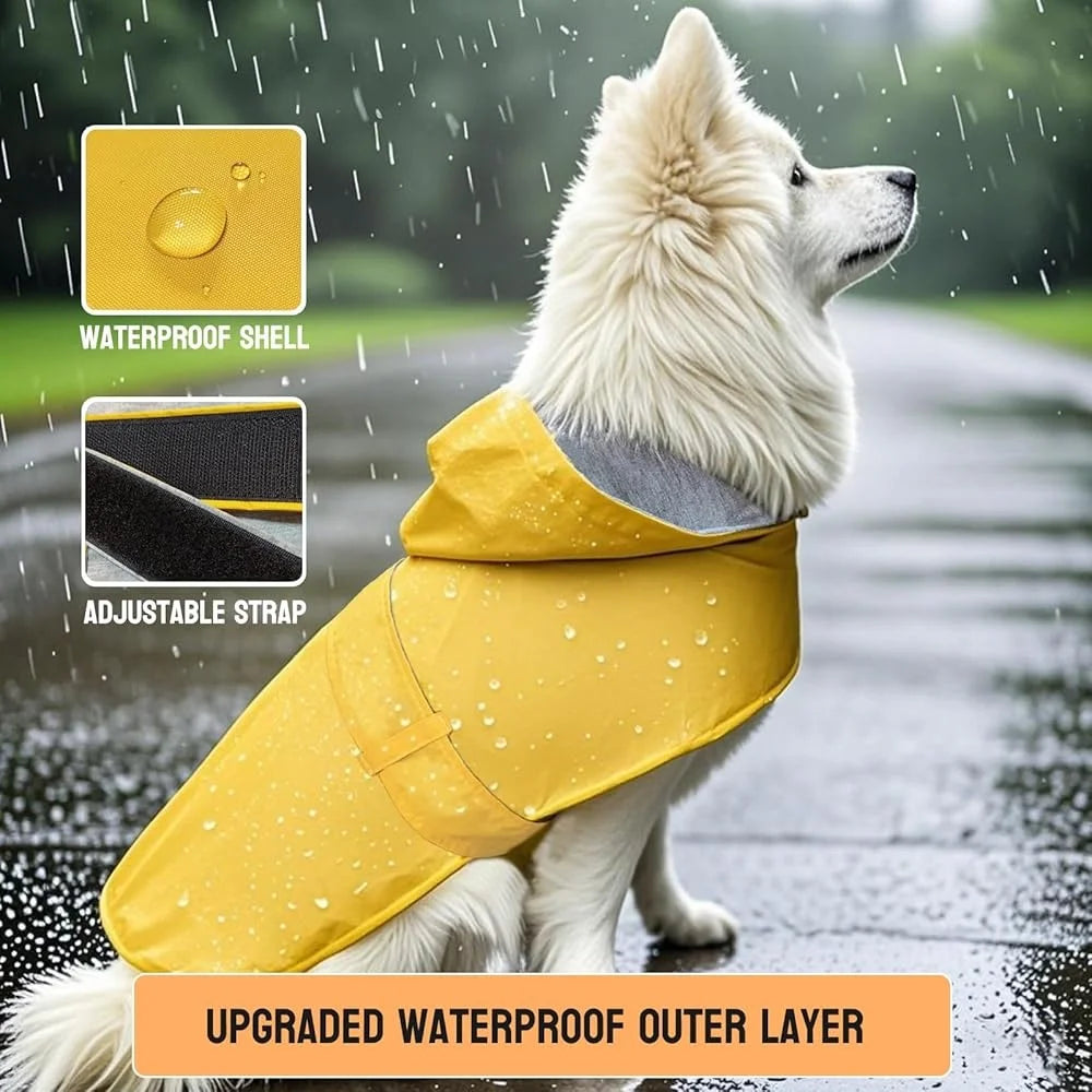Waterproof Dog Raincoat for Small & Medium Dogs – Adjustable Hooded Poncho with Leash Hole | Lightweight Double-Layer Pet Rain Suit