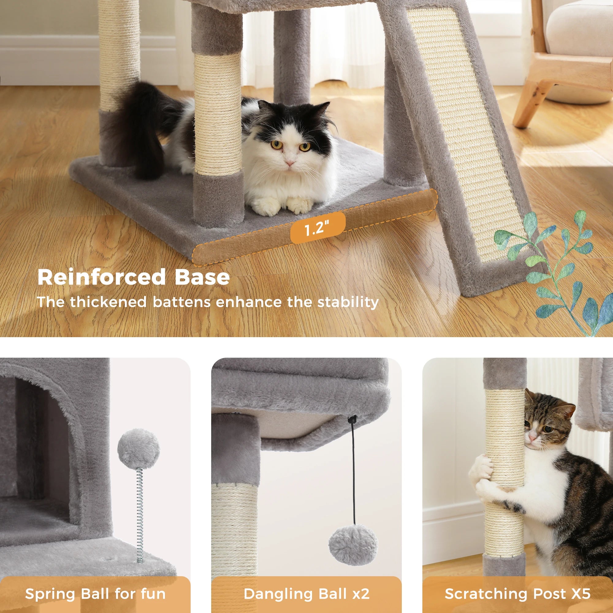 Luxury Cat Tree – Multi-Level Tower with Condos, Hammock & Scratching Posts