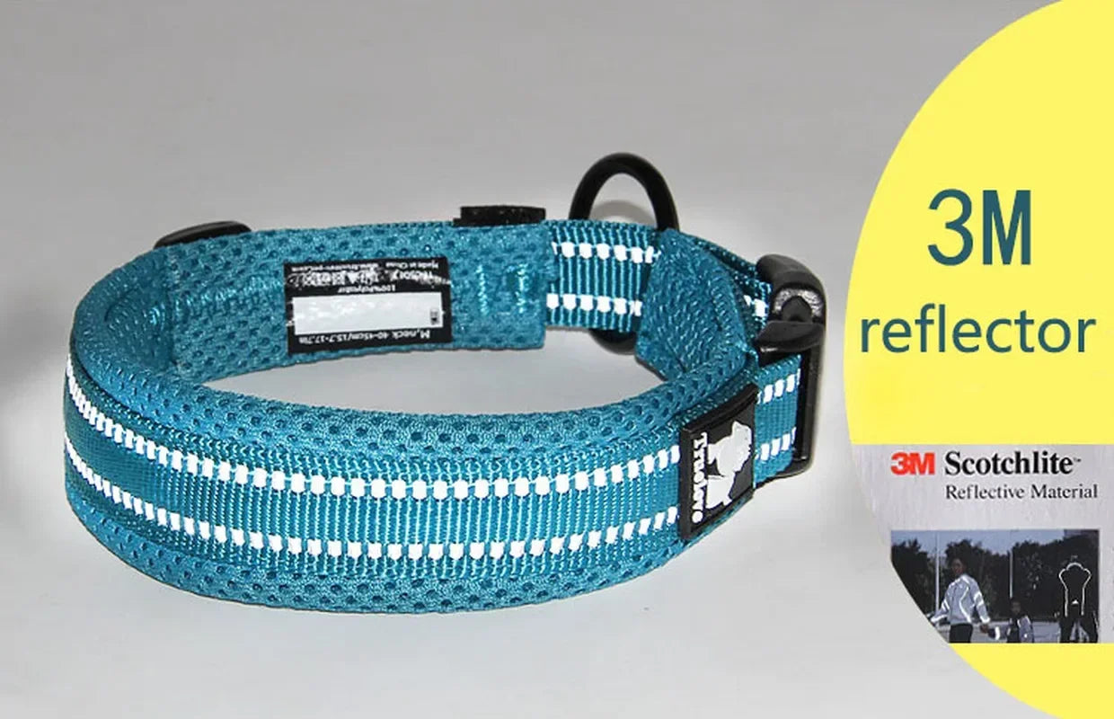 TRUELOVE Adjustable Reflective Dog Collar – Mesh Padded, Durable Nylon All-Weather Collar for All Breeds