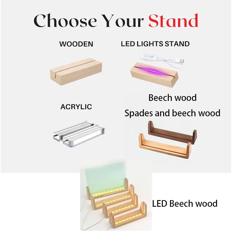Custom Pet Photo LED Night Light – Acrylic & Wooden Stand