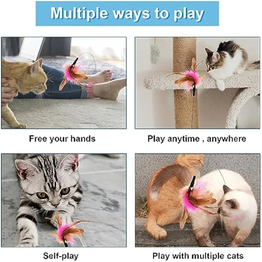 Adjustable Cat Collar Feather Teaser Toy with Bell