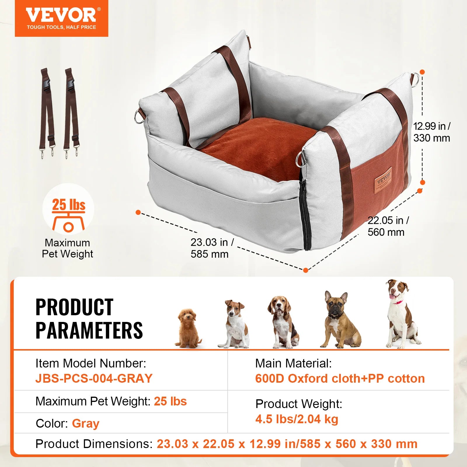SucceBuy Dog Car Seat – Waterproof Booster Seat & Travel Bed for Medium & Large Dogs